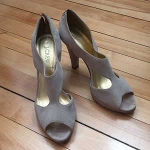 J. Crew T-strap suede platform pumps